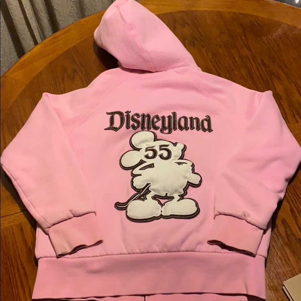 Disneyland Mickey Mouse Sherpa Lined Pink Hoodie Sweatshirt Size Big Kids Medium